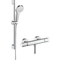 Hansgrohe Croma Select HP Rear-Fed Exposed White/Chrome Thermostatic Mixer Shower (264JX)