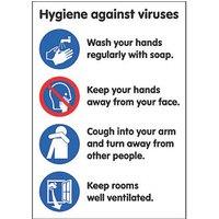 Essentials "Hygiene Advice Against Viruses" Sign 297mm x 210mm 10 Pack (264KK)