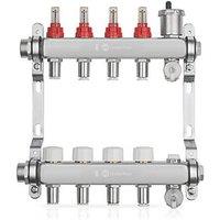 JG Underfloor 4 Port LowFit Heating Manifold Brushed Steel (264TY)