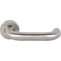 Eurospec Fire Rated Safety Lever on Rose Pair Satin Stainless Steel (2655J)