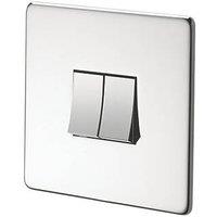 Crabtree Platinum 10AX 2-Gang 2-Way Light Switch Polished Chrome (26617)