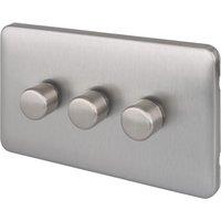 Schneider Electric Lisse Deco 3-Gang 2-Way Dimmer Brushed Stainless Steel (267CC)
