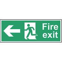 Essentials Non Photoluminescent "Fire Exit Man Left Arrow" Sign 150mm x 400mm (267FG)