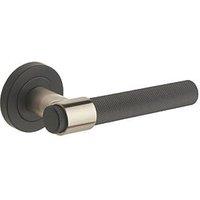 Designer Levers Kensington Knurled Lever on Rose Door Handle Pair Black / Nickel (267KK)
