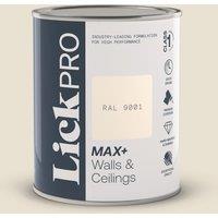 LickPro Max+ 1Ltr White RAL 9001 Matt Emulsion Paint (267TM)