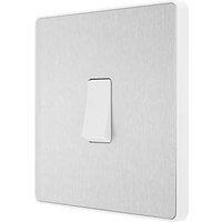 British General Evolve 20A 16AX 1-Gang 2-Way Light Switch Brushed Steel with White Inserts (268PY)