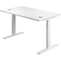 TC Group Economy Back To Back Powered Rectangular Sit Stand Desk White/White 1400mm x 0.62-1.28m (268TT)