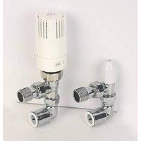 Myson TRV2PAK 15mm x 1/2" Chrome Angled Standard Thermostatic Radiator Valve & Lockshield (270PX)