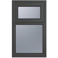 Crystal Top Opening Obscure Triple-Glazed Casement Anthracite on White uPVC Window 905mm x 1040mm (271JM)