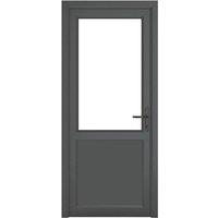 Crystal 1-Panel 1-Clear Light Left-Handed Anthracite Grey uPVC Back Door 2090mm x 840mm (271JP)