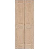 Unfinished Oak Wooden 4-Panel Internal Bi-Fold Victorian-Style Door 1981mm x 762mm (272FA)
