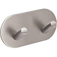 Eclipse 2-Hook Angled Coat Rail Satin Stainless Steel 96mm x 48mm (2736P)