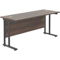 TC Group Aztec Twin Upright Rectangular Office Desk Dark Walnut/Black 1600mm x 600mm (274TT)