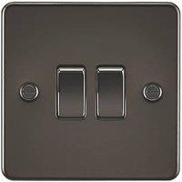 Knightsbridge 10AX 2-Gang 2-Way Light Switch Gunmetal (274VF)
