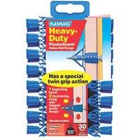 Plasplugs HD Plasterboard Heavy Duty Plasterboard Fixings 12mm x 36mm 30 Pack (2760K)