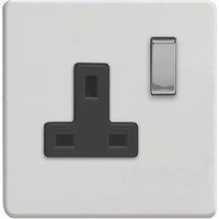 Varilight 13A 1-Gang 2-Pole Switched Socket Paintable with Black Inserts (277YT)