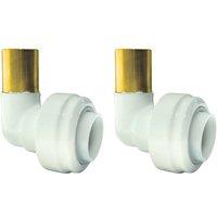 ETAL Brass Push-Fit Equal 90 White Stem Elbow 15mm 2 Pack (277YU)