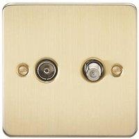 Knightsbridge 2-Gang Isolated Coaxial TV & F-Type Satellite Socket Brushed Brass (278VF)