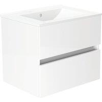 Newland Double Drawer Wall-Mounted Vanity Unit with Basin Gloss White 500mm x 450mm x 540mm (279RN)