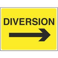 "Diversion" with Arrow Right Stanchion Sign 450mm x 600mm (2821T)