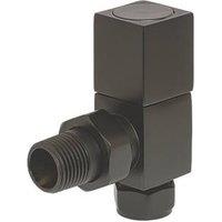 Towelrads 15mm x 1/2" Black Angled Designer Manual Radiator Valve & Lockshield 2 Pack (282RY)