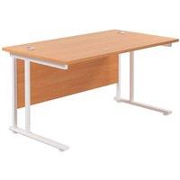 TC Group Aztec Twin Upright Rectangular Office Desk Beech/White 1400mm x 800mm (285TT)