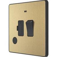 British General Evolve 13A Switched Fused Spur with LED Satin Brass with Black Inserts (286PX)