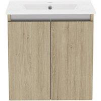 Newland Double Door Wall-Mounted Vanity Unit with Basin Effect Natural Oak 500mm x 370mm x 540mm (286RN)