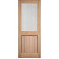 1-Clear Light Unfinished Oak Wooden 1-Panel Cottage Internal Door 1981mm x 686mm (287FA)