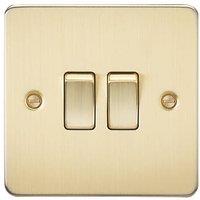 Knightsbridge 10AX 2-Gang 2-Way Light Switch Brushed Brass (287TY)