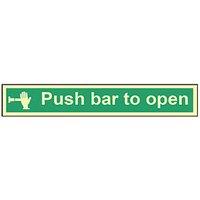 Essentials Photoluminescent "Push Bar To Open" Sign 100mm x 600mm (289FG)