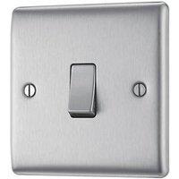 British General Nexus Metal 20A 16AX 1-Gang 2-Way Light Switch Brushed Steel (289PM)