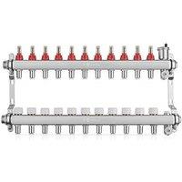 JG Underfloor 11 Port LowFit Heating Manifold Brushed Steel (289TY)