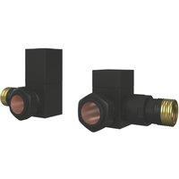 ETAL Swelt 15mm x 1/2" Matt Black Corner Designer Manual Radiator Valve Head & Body 2 Pack (289VV)