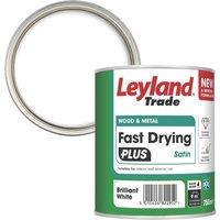 Leyland Trade 0.75Ltr Brilliant White Satin Water-Based Trim Paint (289YC)