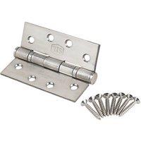 Smith & Locke Satin Stainless Steel Grade 13 Fire Rated Ball Bearing Square Hinges 102mm x 76mm 2 Pack (2900G)