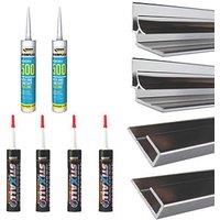 Splashwall Panel Installation Kit Polished Silver 13 Piece Set (290KU)