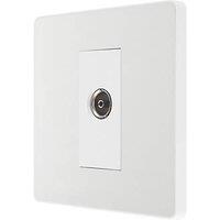 British General Evolve 1-Gang Coaxial TV / FM Socket Pearlescent White with White Inserts (290RF)