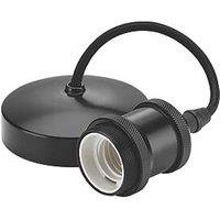 Knightsbridge Vintage 6" Pendant Set Light Fitting E27 Matt Black 3 1/2" (290VF)