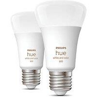 Philips Hue E27 A60 RGB & White LED Smart Light Bulb 6.5W 806lm 2 Pack (291JC)