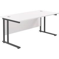 TC Group Aztec Twin Upright Rectangular Office Desk White/Black 1800mm x 800mm (291TT)