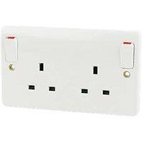 MK Logic Plus 13A 2-Gang DP Switched Plug Socket White (29304)