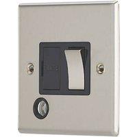 Contactum iConic 13A Switched Fused Spur & Flex Outlet Brushed Steel with Black Inserts (293RR)