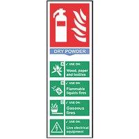 Essentials Non Photoluminescent "Fire Extinguisher Dry Powder" Sign 100mm x 300mm (294FG)
