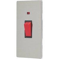 Contactum Lyric 45A 1-Gang DP Control Switch Brushed Steel with Neon with Black Inserts (294RP)