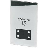 Crabtree Platinum 2-Gang Dual Voltage Shaver Socket 115 / 230V Polished Chrome with Black Inserts (29501)