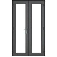 Crystal Anthracite Grey Double-Glazed uPVC French Door Set 2055mm x 1390mm (295JP)