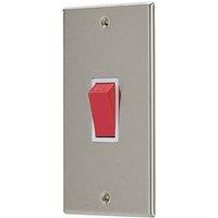 Contactum iConic 45A 1-Gang DP Control Switch Brushed Steel with White Inserts (296RR)