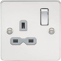 Knightsbridge 13A 1-Gang DP Switched Single Socket Polished Chrome with Colour-Matched Inserts (296TY)