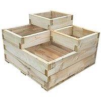 Forest Caledonian Tiered Garden Planter Natural Timber 900mm x 900mm x 588mm (298FL)